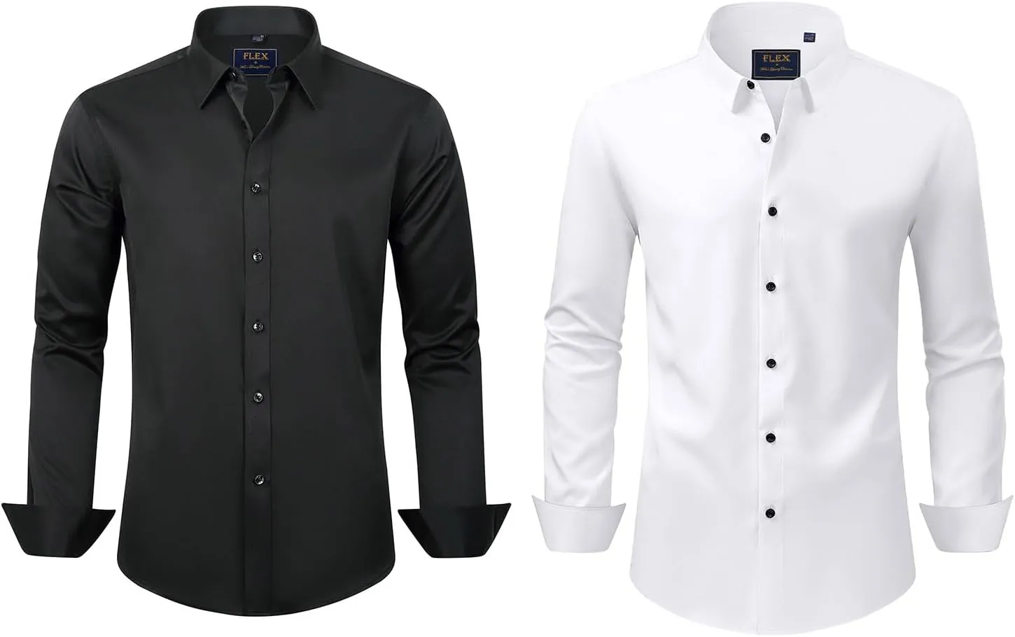 J.VER Men's Dress Shirts Solid Stretch Long Sleeve Formal Shirt Business Casual Button Down Shirts