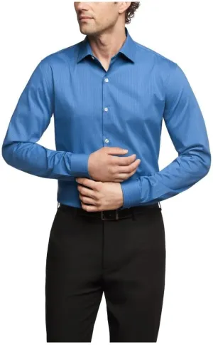 Kenneth Cole Reaction Men's Dress Shirt Slim Fit Techni-Cole Stretch, Blue Whale
