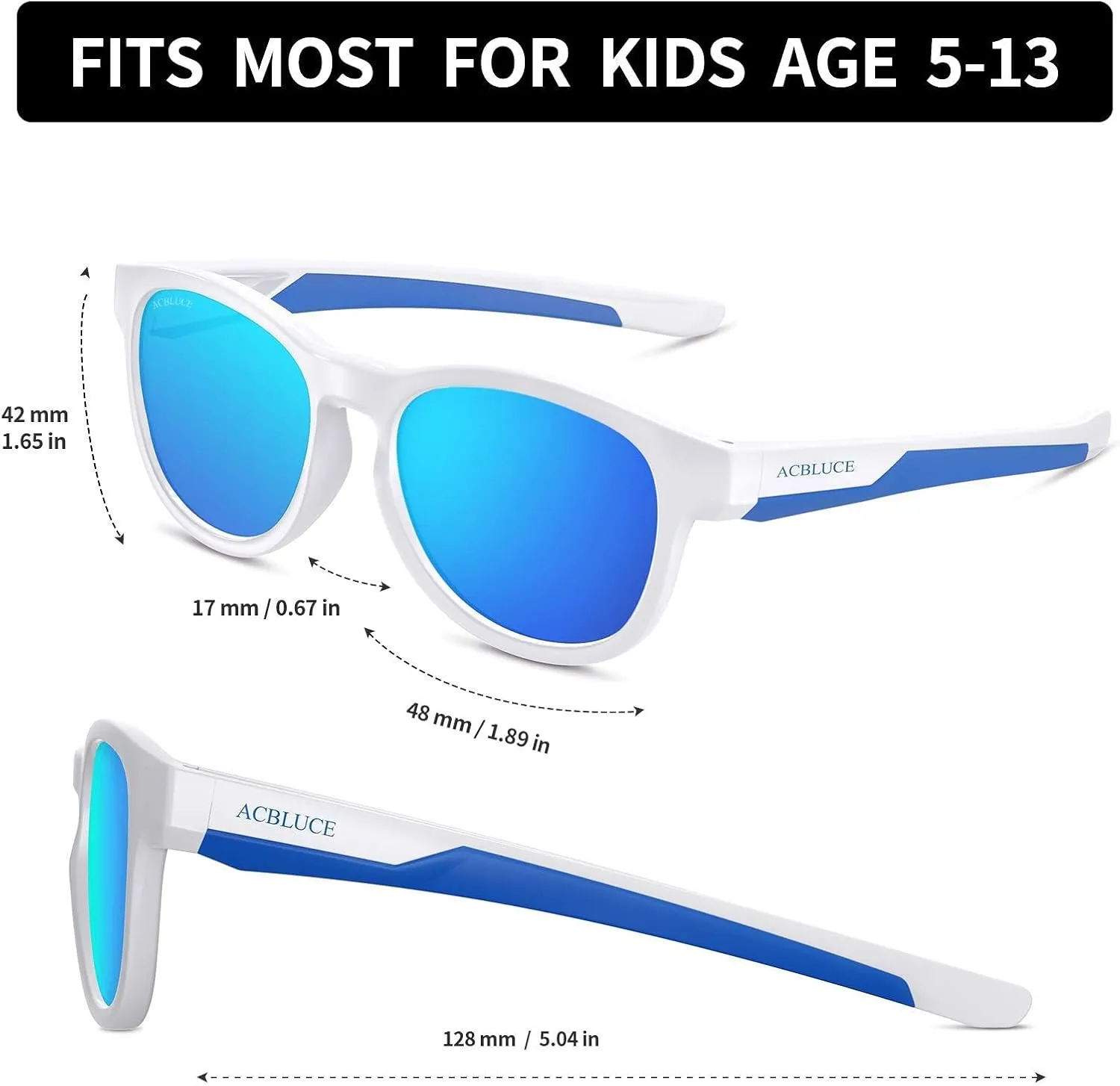 Kids Polarized Sports Sunglasses TPEE Flexible Frame with Adjustable Strap for Boys Girls Age 5-13