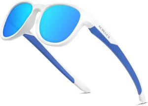 Kids Polarized Sports Sunglasses TPEE Flexible Frame with Adjustable Strap for Boys Girls Age 5-13