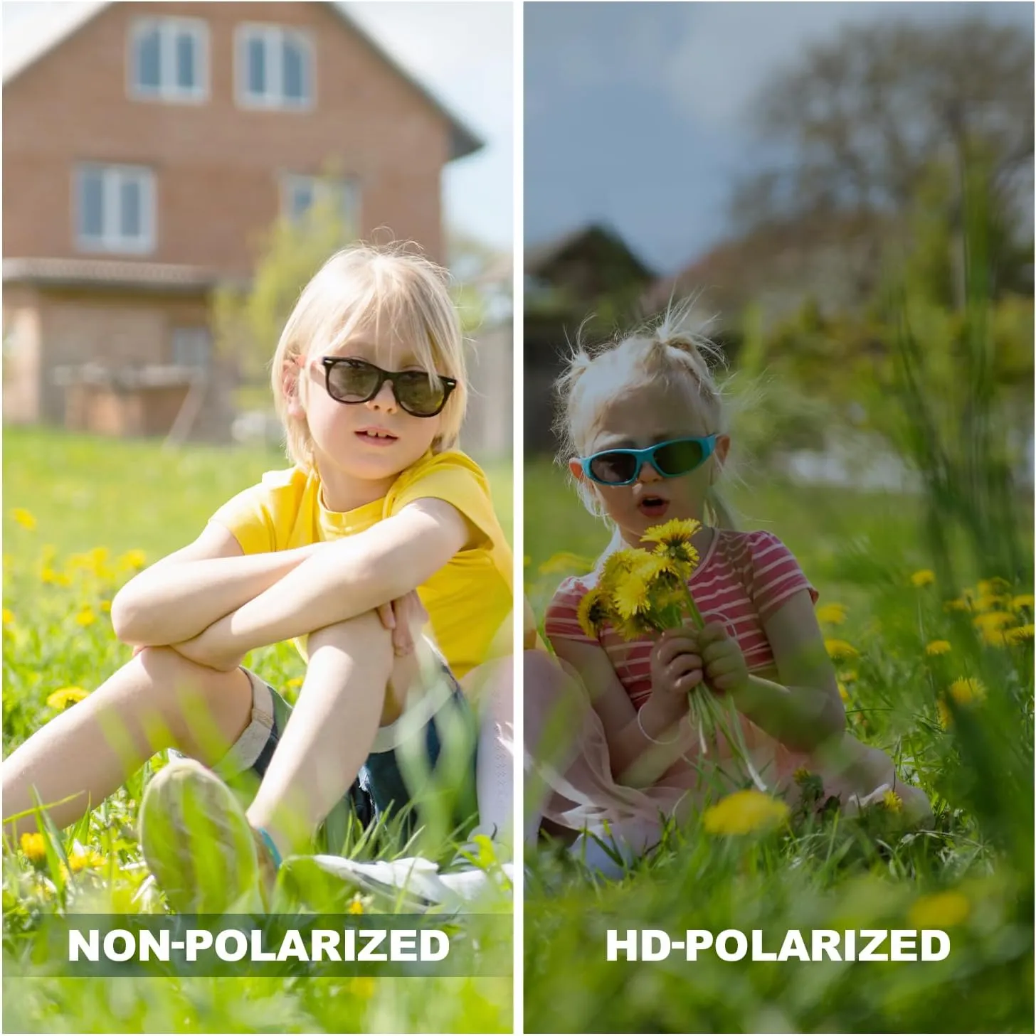 Kids Polarized Sports Sunglasses TPEE Flexible Frame with Adjustable Strap for Boys Girls Age 5-13