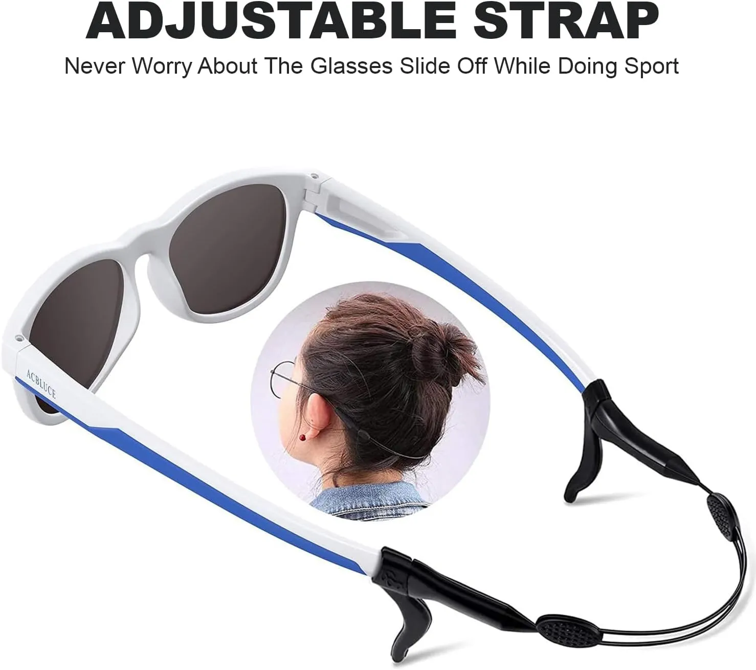 Kids Polarized Sports Sunglasses TPEE Flexible Frame with Adjustable Strap for Boys Girls Age 5-13