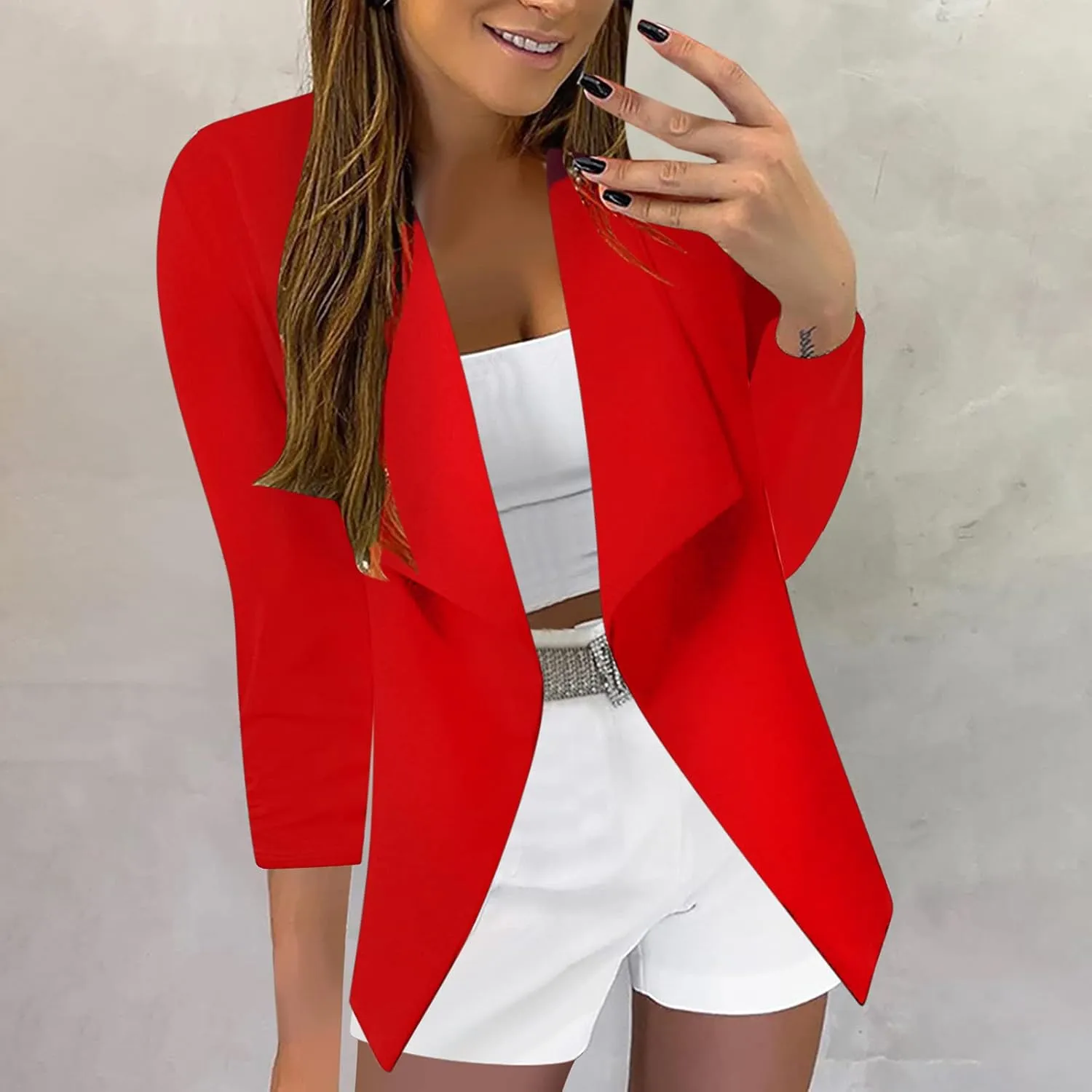 Lightweight Blazer for Women Work Women's Jackets Long Sleeve Prtite Vintage Cardigan Loose Fit With Pockets Suit