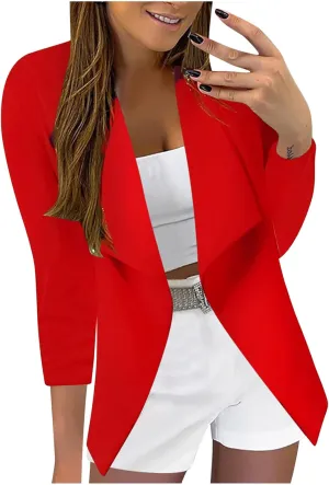 Lightweight Blazer for Women Work Women's Jackets Long Sleeve Prtite Vintage Cardigan Loose Fit With Pockets Suit