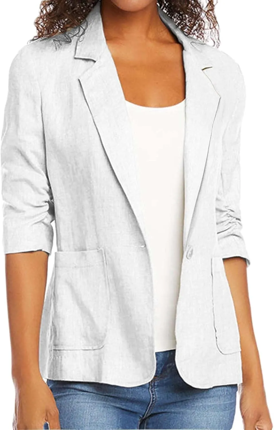 Linen Blazers for Women 2024 Work Women Blazer Long Sleeve Cute Fall Winter Jacket Baggy Herringbone Blazer