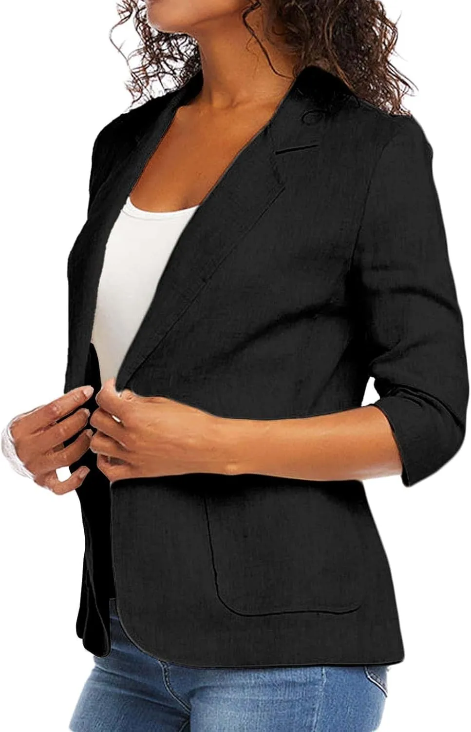 Linen Blazers for Women 2024 Work Women Blazer Long Sleeve Cute Fall Winter Jacket Baggy Herringbone Blazer