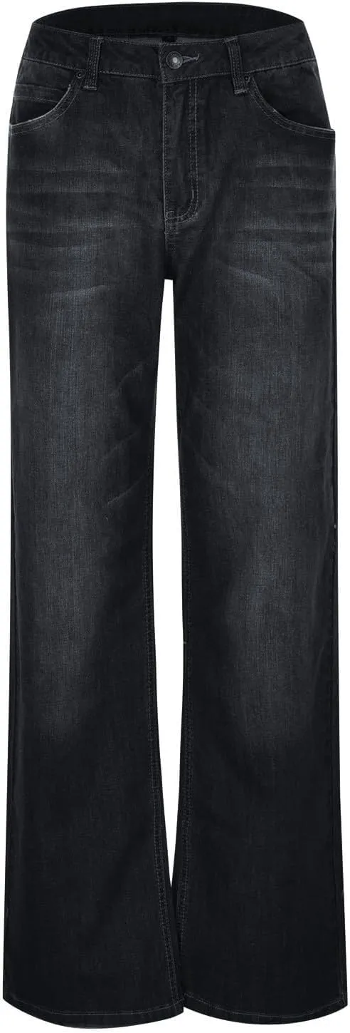 Low Rise Jeans for Woman Light Wash Baggy Straight Leg Jeans Plus Size Boyfriend Distressed Wide Leg Ripped Jean