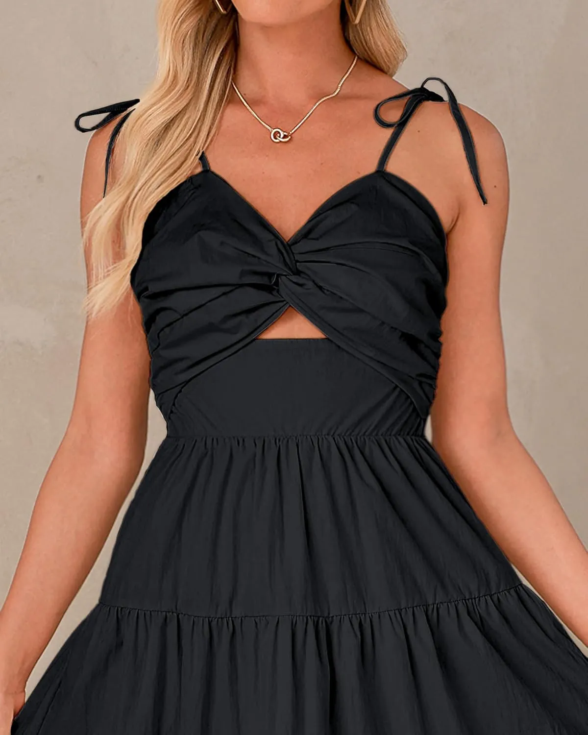 luvamia Long Flowy Dresses for Women Tiered Cut Out Midi Dress Self Tied Spaghetti Strap Summer Vacation Dinner Outfit