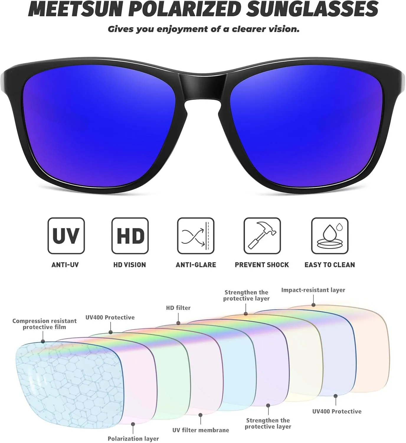MEETSUN Polarized Sports Sunglasses for Women Men Driving Running Cycling Fishing Sun Glasses UV400 Protection