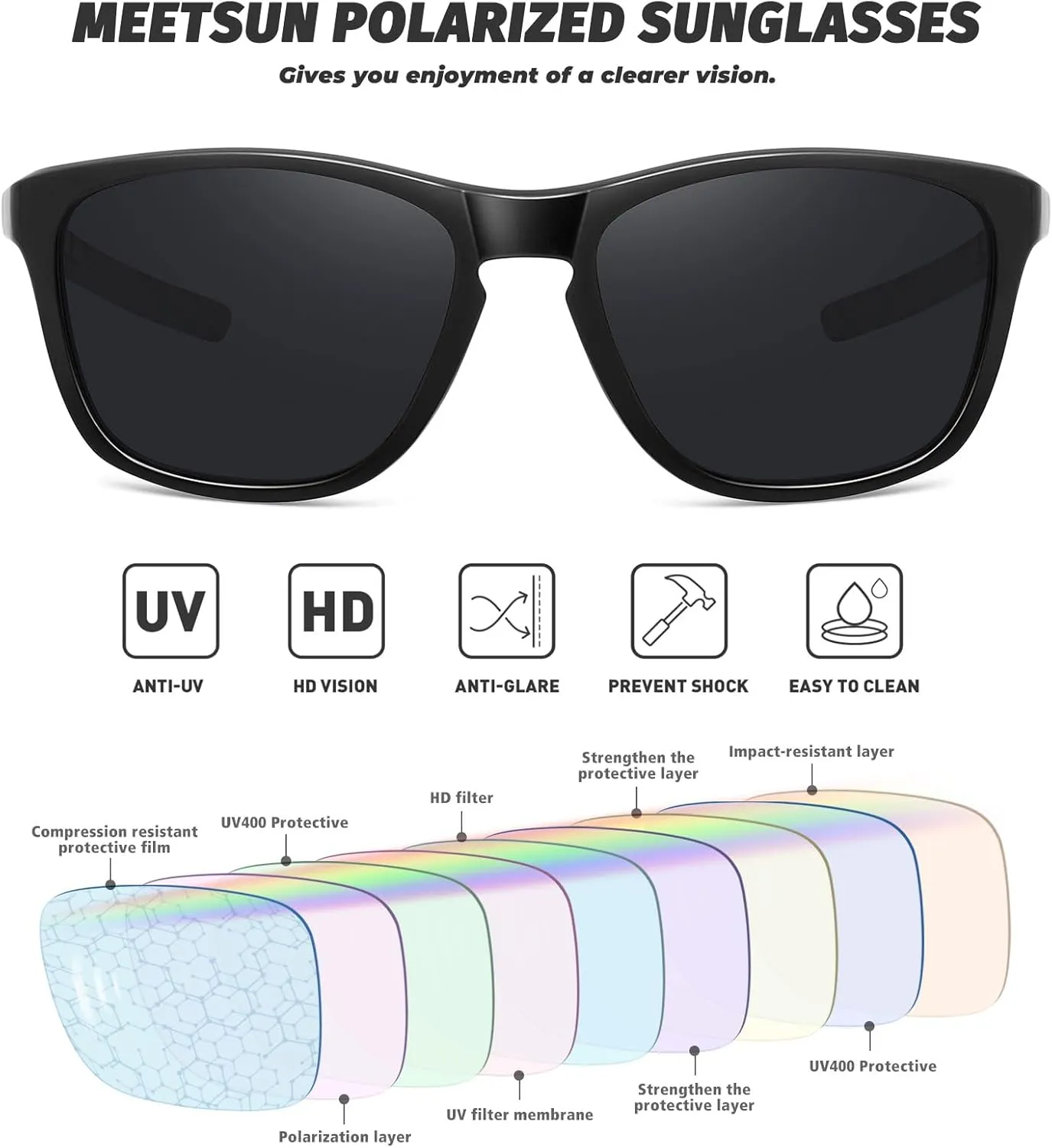 MEETSUN Polarized Sports Sunglasses for Women Men Driving Running Cycling Fishing Sun Glasses UV400 Protection