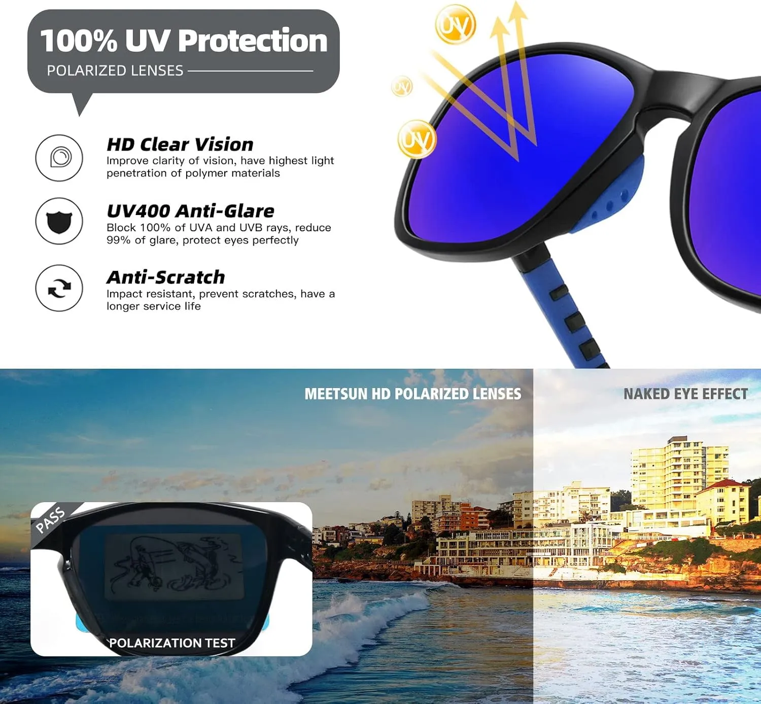 MEETSUN Polarized Sports Sunglasses for Women Men Driving Running Cycling Fishing Sun Glasses UV400 Protection
