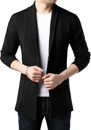 Men Button Down Cardigan Sweater Woolen Casual Slim Fit Coats Fashion Cable Knit Sweater