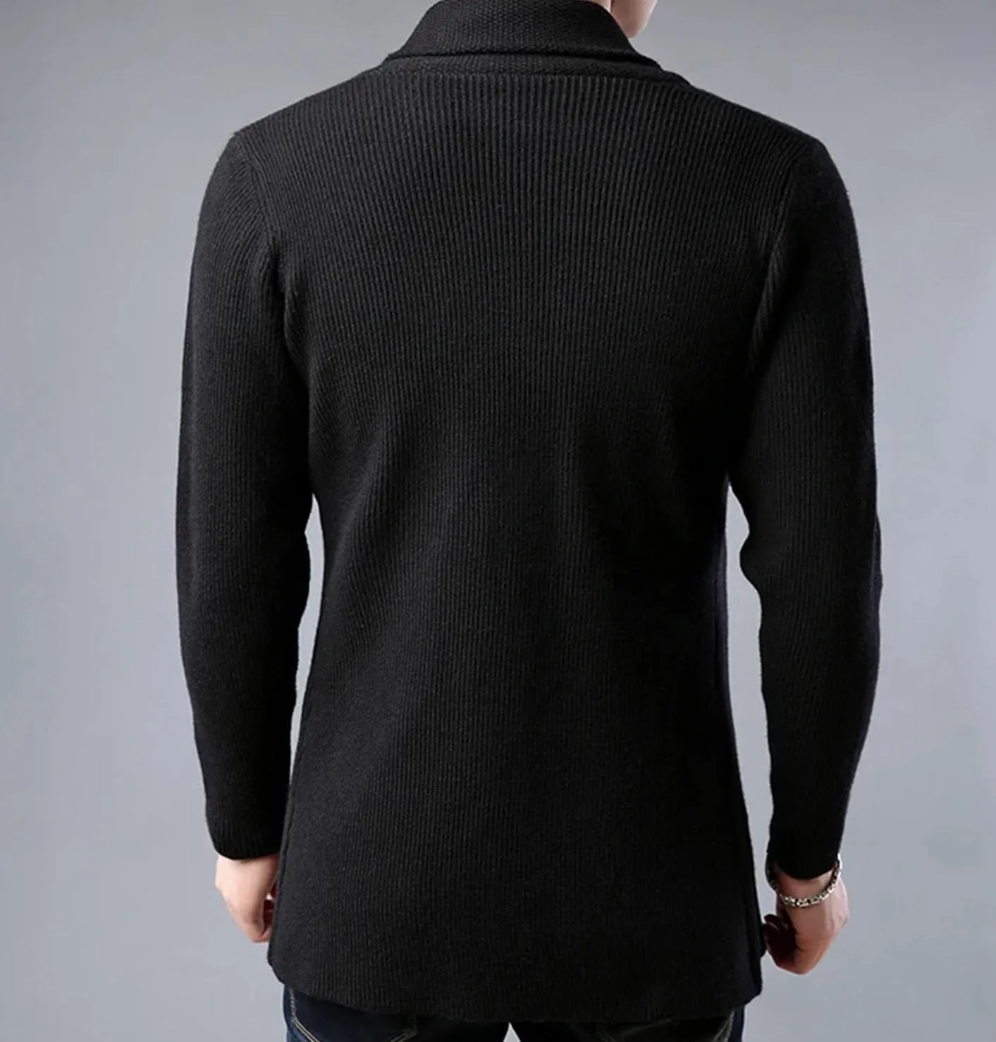 Men Button Down Cardigan Sweater Woolen Casual Slim Fit Coats Fashion Cable Knit Sweater