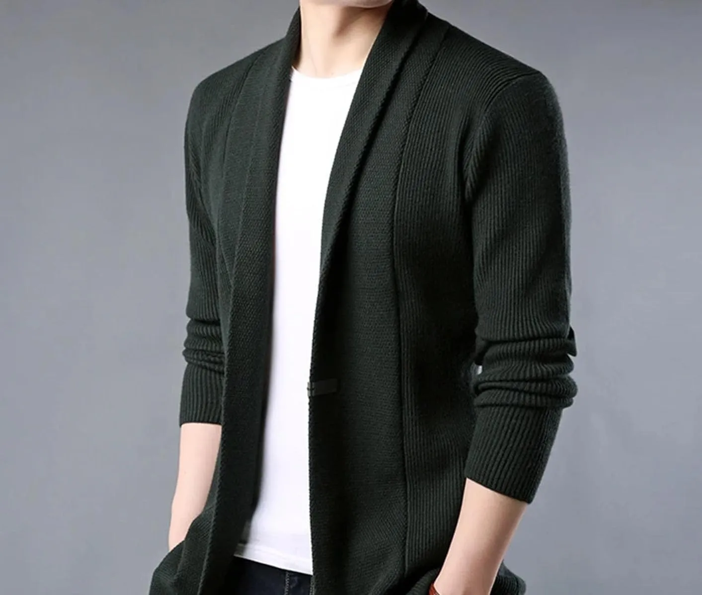 Men Button Down Cardigan Sweater Woolen Casual Slim Fit Coats Fashion Cable Knit Sweater