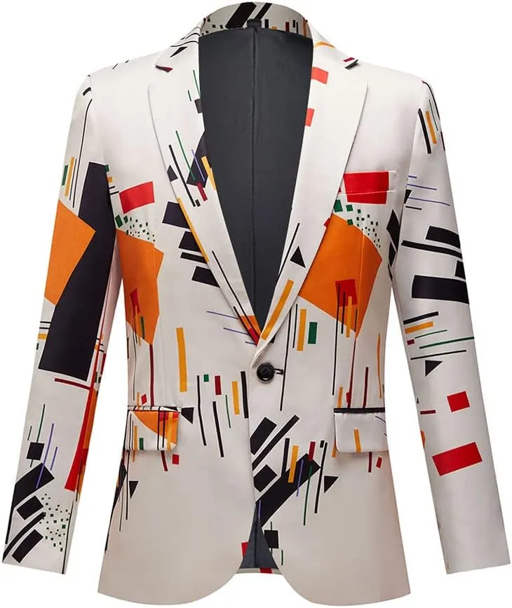 Men Fashion Print Slim Fit Blazer Suit Jacket for Party,Wedding,Banquet,Prom