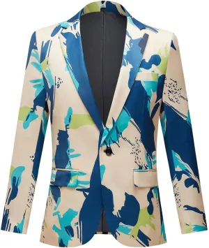 Men Fashion Print Slim Fit Blazer Suit Jacket for Party,Wedding,Banquet,Prom