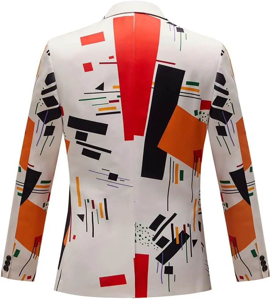 Men Fashion Print Slim Fit Blazer Suit Jacket for Party,Wedding,Banquet,Prom