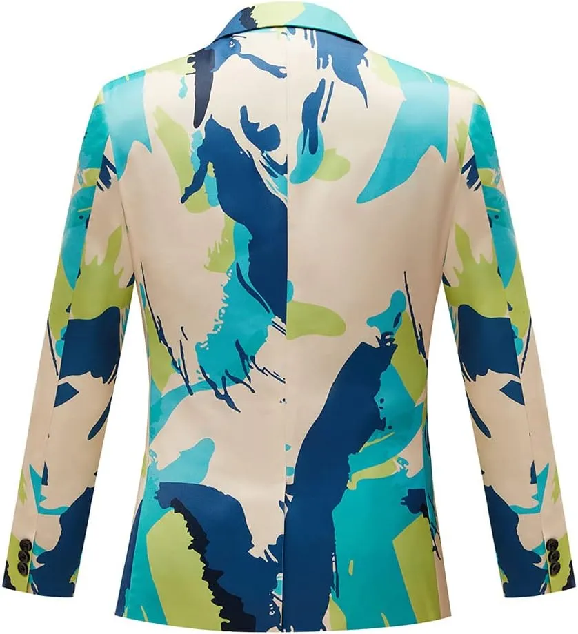Men Fashion Print Slim Fit Blazer Suit Jacket for Party,Wedding,Banquet,Prom