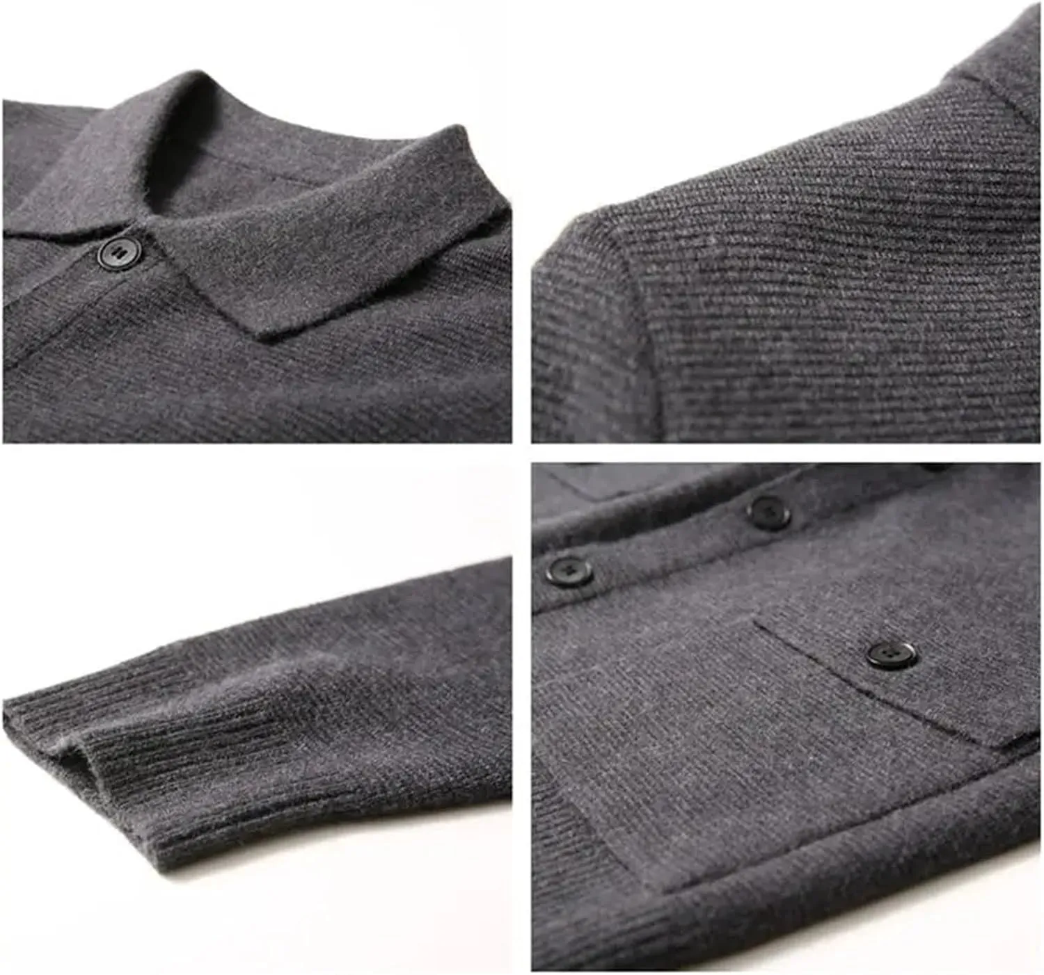 Men Knitting Cardigan Sweaters Coat Winter Casual Lapel Slim Fit Button Down Knit Sweater with Pockets