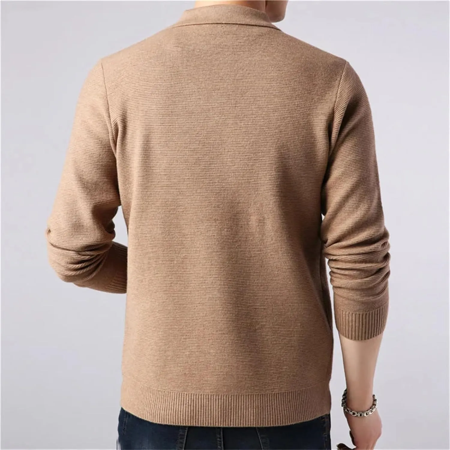 Men Knitting Cardigan Sweaters Coat Winter Casual Lapel Slim Fit Button Down Knit Sweater with Pockets