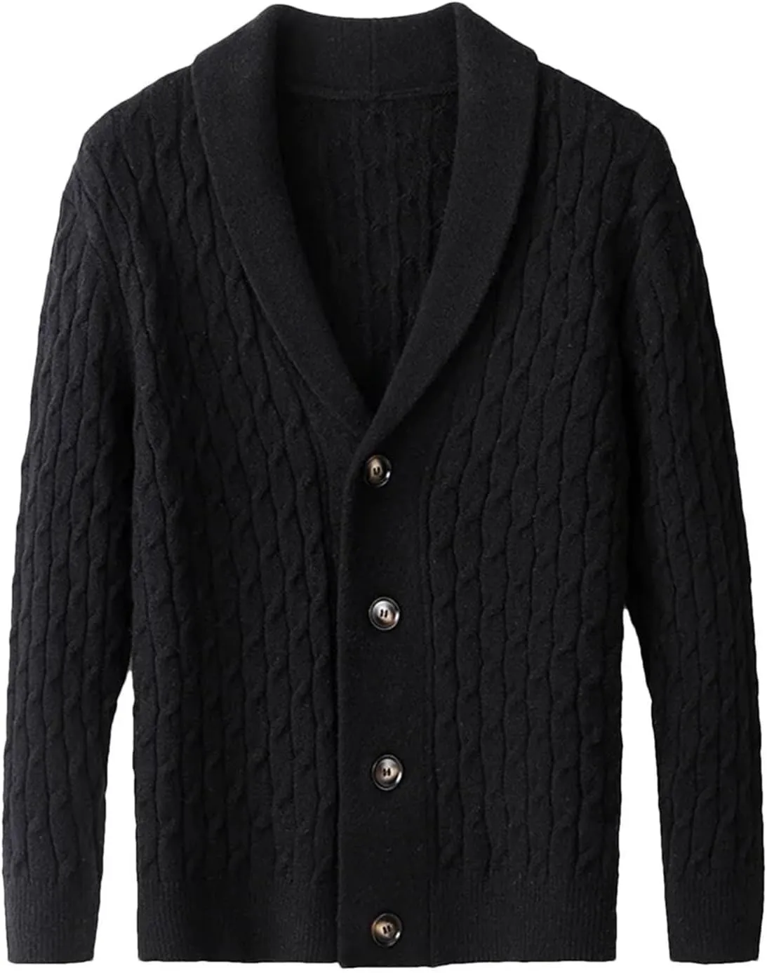 Men Lapel Wool Cardigan Sweater Long Sleeve Fashion Casual Tops Winter Knitted Button Down Sweater