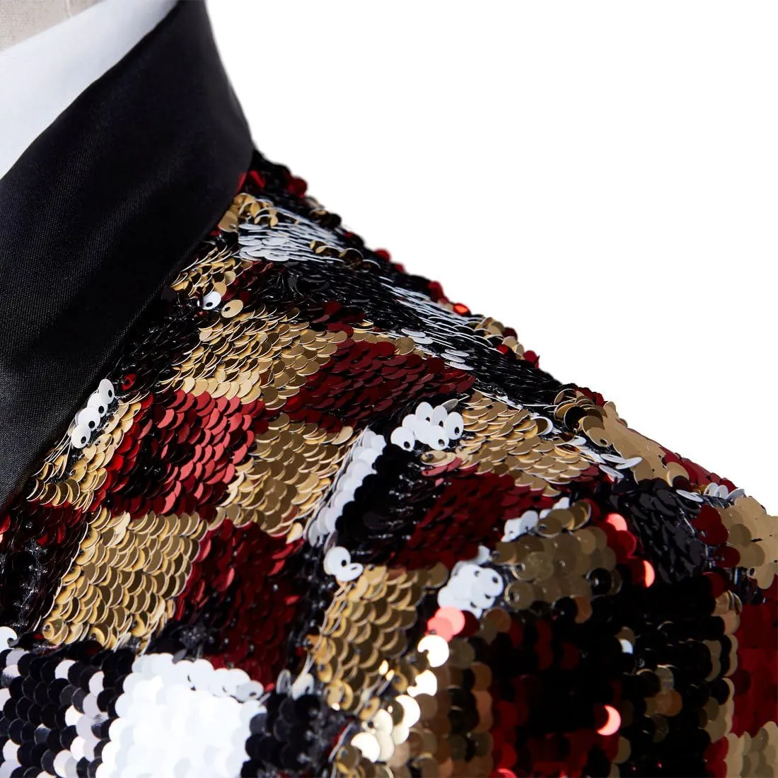 Men Stylish Two Color Conversion Shiny Sequins Blazer Suit Jacket