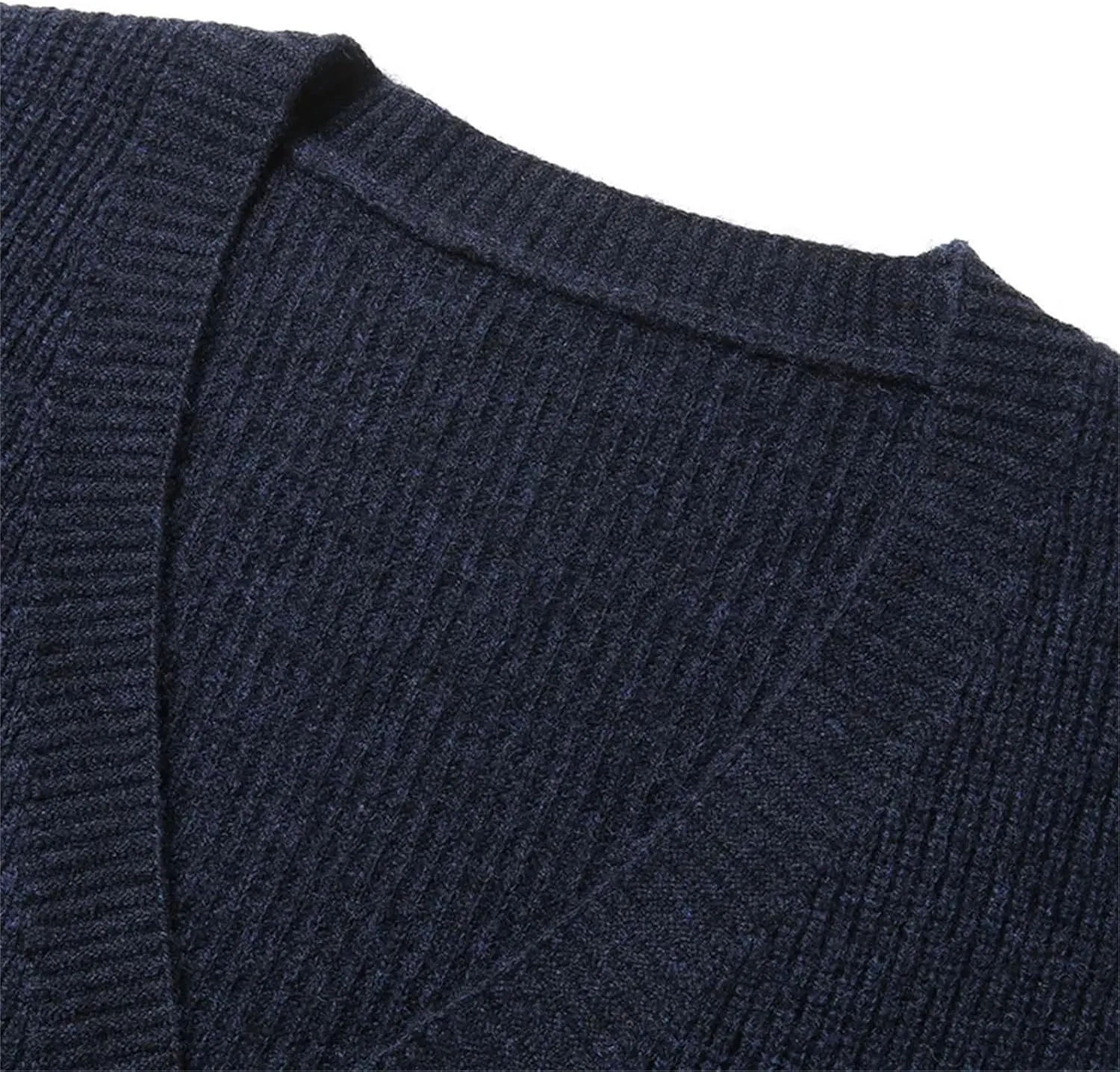 Men Wool Cardigan Sweater Casual V-Neck Long Sleeve Button Down Knitted Sweater Coat with Pocket