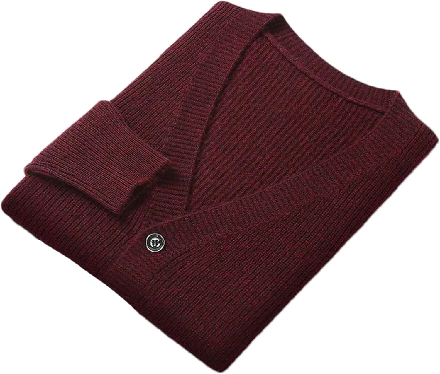 Men Wool Cardigan Sweater Casual V-Neck Long Sleeve Button Down Knitted Sweater Coat with Pocket