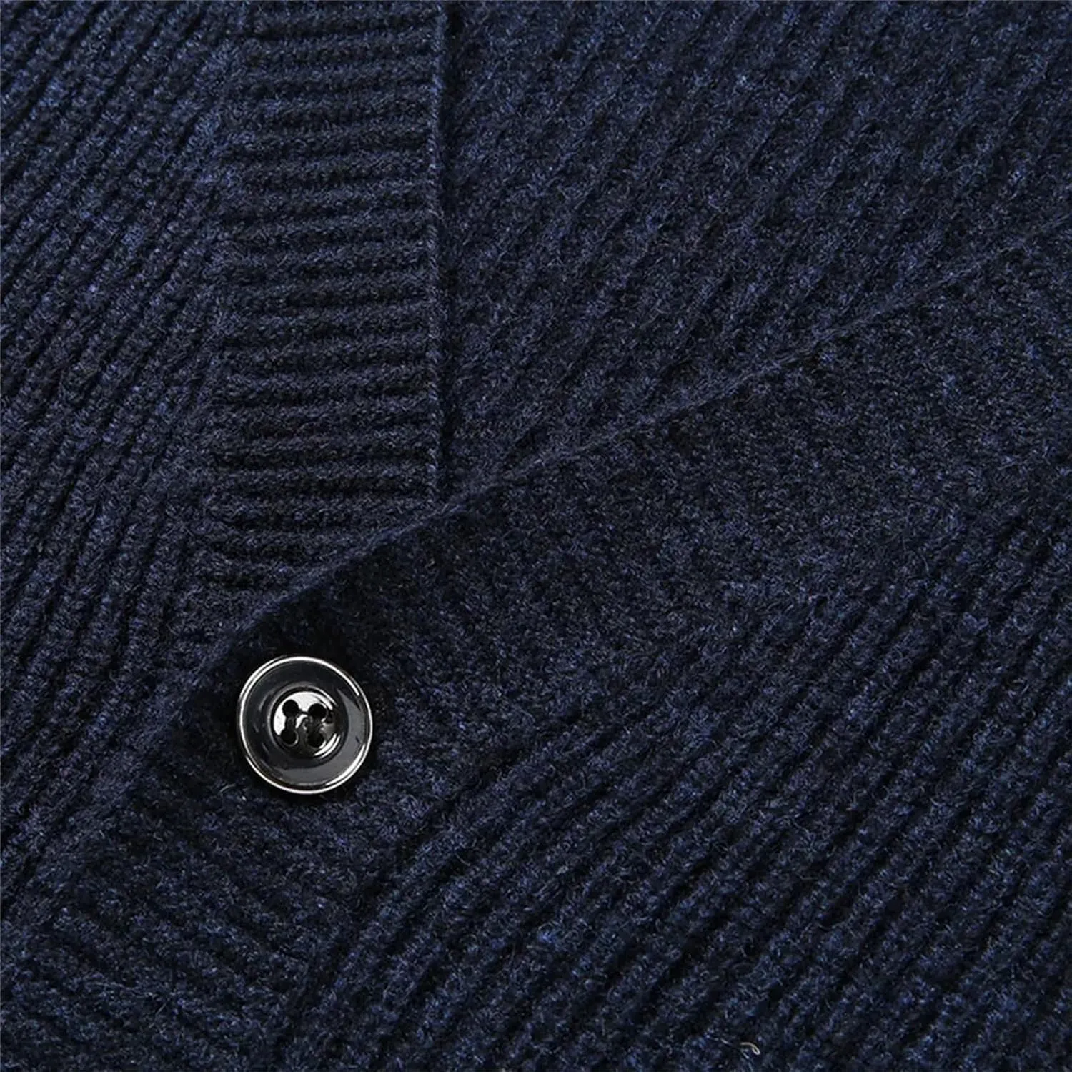 Men Wool Cardigan Sweater Casual V-Neck Long Sleeve Button Down Knitted Sweater Coat with Pocket