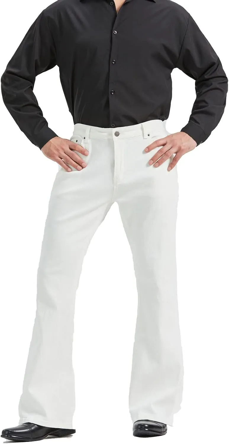 Men's 60s 70s Bell Bottom Jeans Pants Disco Denim Vintage Stretch Classic Comfort Flared Flares Outfits