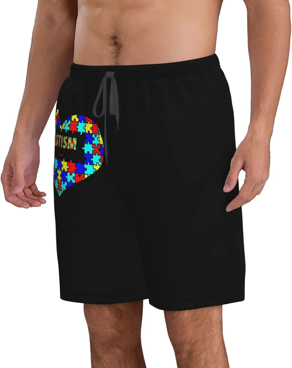 Men's Beach Shorts Drawstring Quick Dry Running Shorts Comfortable Loose Gym Shorts Swimsuit Pants with Pockets