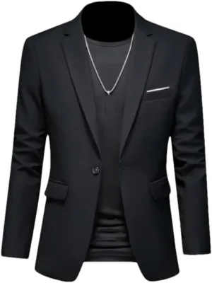 Men's Boutique Fashion Suits Men's Slim Fit Dating Wedding Blazers Business Office Suits Casual Solid Color Blazers