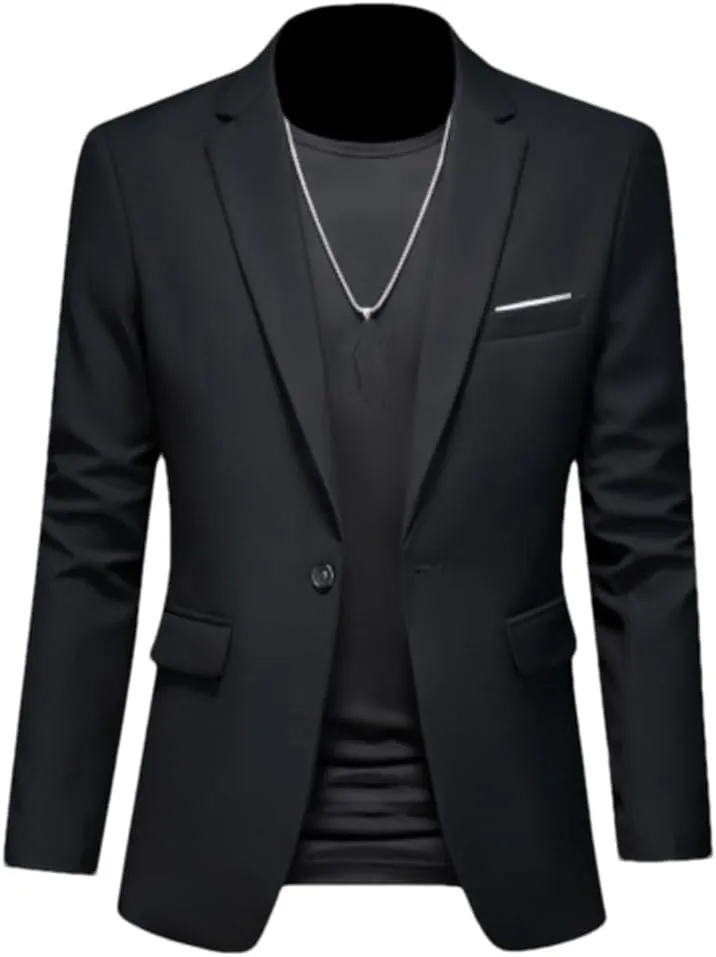 Men's Boutique Fashion Suits Men's Slim Fit Dating Wedding Blazers Business Office Suits Casual Solid Color Blazers
