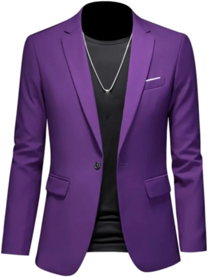 Men's Boutique Fashion Suits Men's Slim Fit Dating Wedding Blazers Business Office Suits Casual Solid Color Blazers