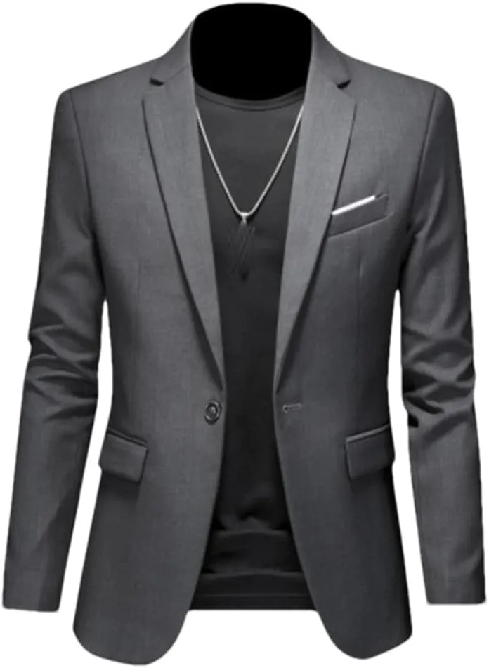 Men's Boutique Fashion Suits Men's Slim Fit Dating Wedding Blazers Business Office Suits Casual Solid Color Blazers