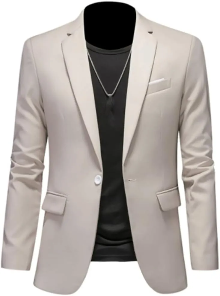 Men's Boutique Fashion Suits Men's Slim Fit Dating Wedding Blazers Business Office Suits Casual Solid Color Blazers