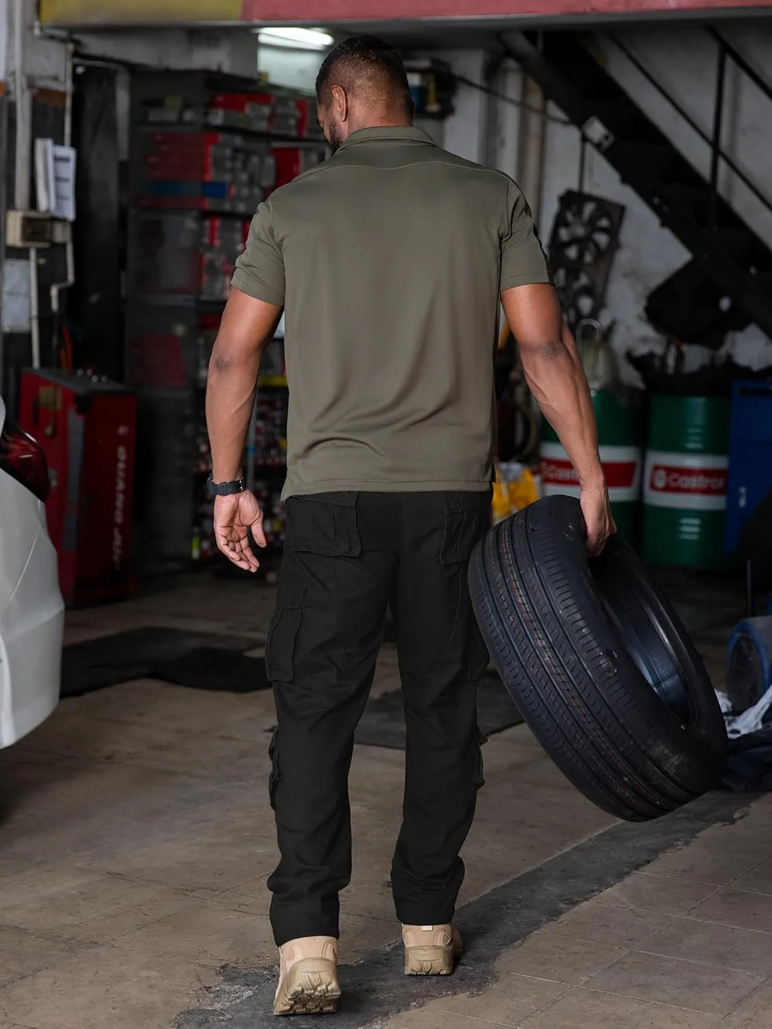 Men's Cargo Pants Casual Tactical Rip Stop Work Cotton Pants 8 Pockets