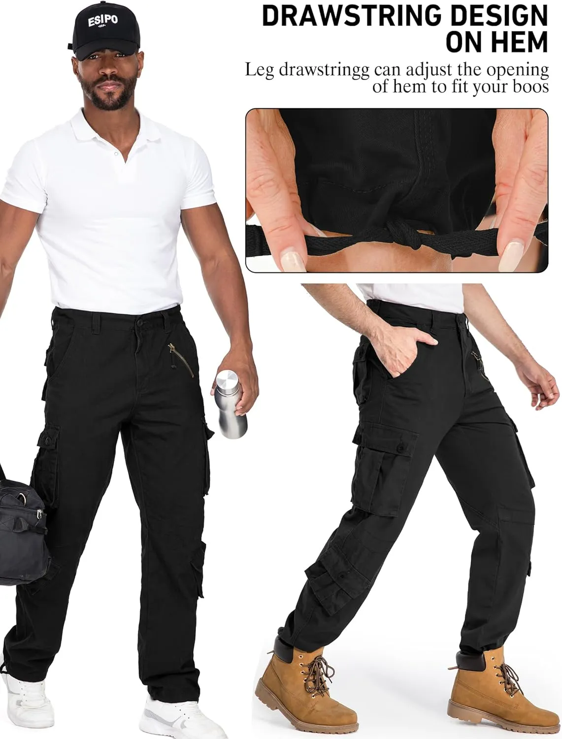 Men's Cargo Pants Casual Tactical Rip Stop Work Cotton Pants 8 Pockets