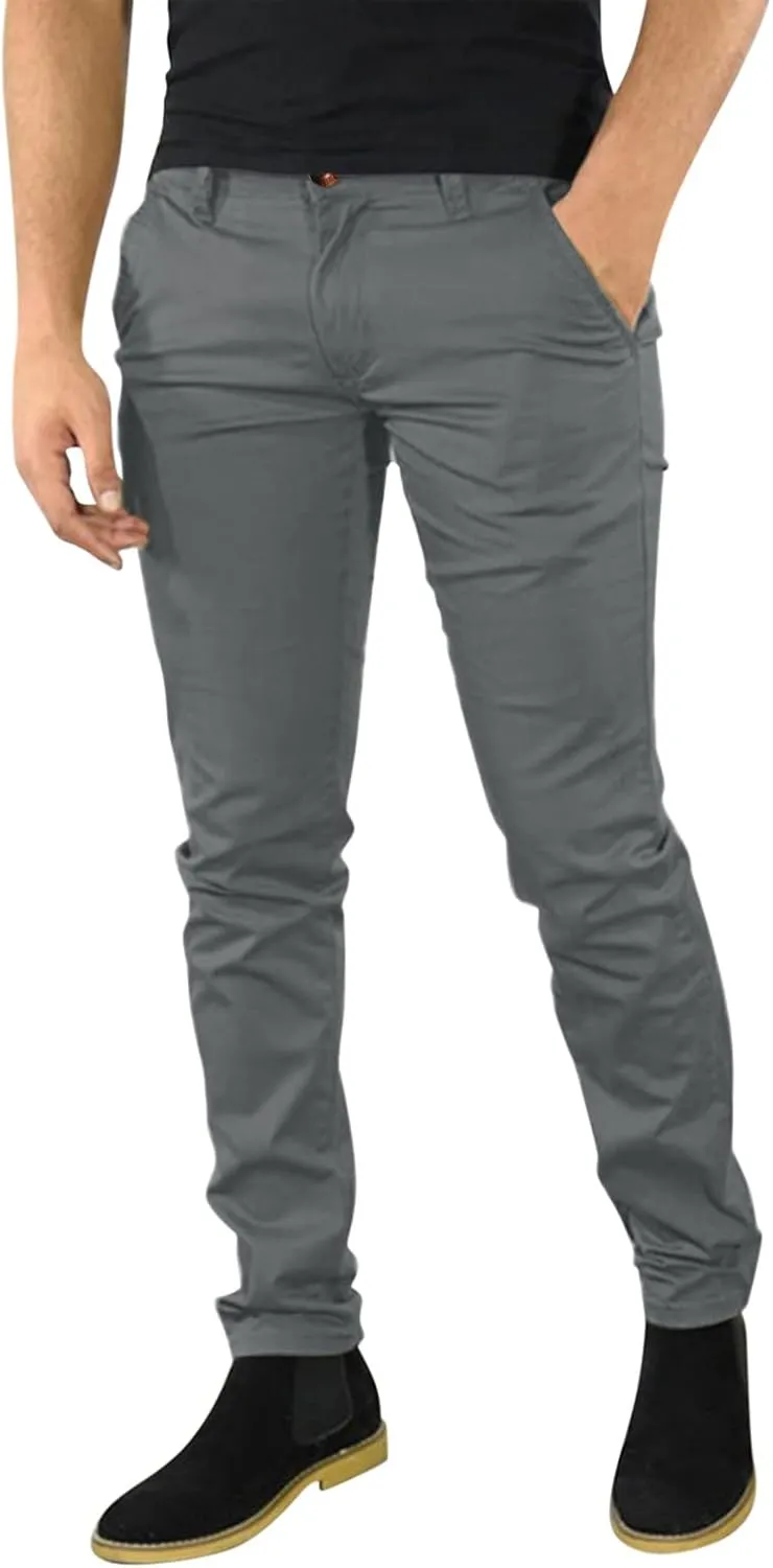 Mens Chinos Slim Fit Dress Pants Comfort Flat Front Stretch Skinny Tapered Dress Pants Casual Business Work Solid Trousers
