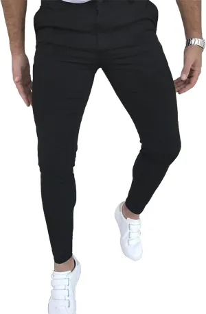 Men's Fashion Stretch Dress Pants Slim Fit Plaid Skinny Long Pants Casual Business Golf Dress Pants