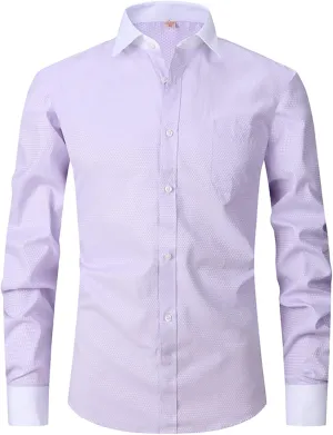 Men's French Cuff Dress Shirt Slim Fit Formal Business Button Down Shirt for Men Long Sleeve Random Cufflinks