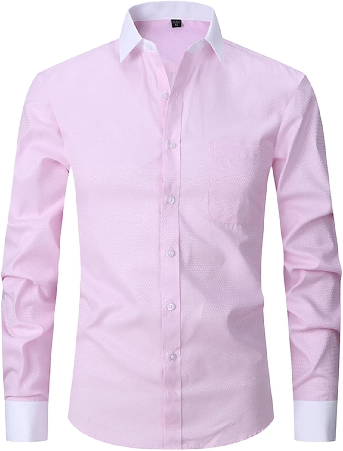 Men's French Cuff Dress Shirt Slim Fit Formal Business Button Down Shirt for Men Long Sleeve Random Cufflinks
