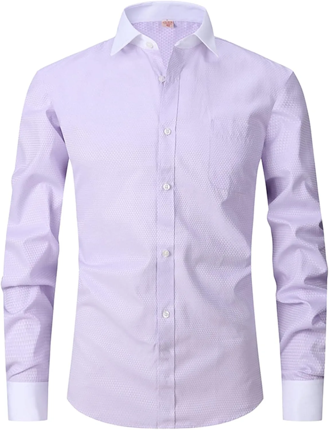 Men's French Cuff Dress Shirt Slim Fit Formal Business Button Down Shirt for Men Long Sleeve Random Cufflinks