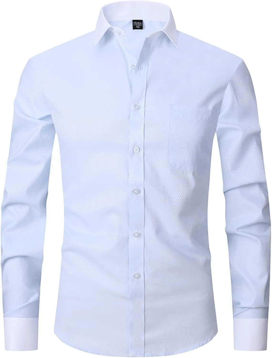 Men's French Cuff Dress Shirt Slim Fit Formal Business Button Down Shirt for Men Long Sleeve Random Cufflinks