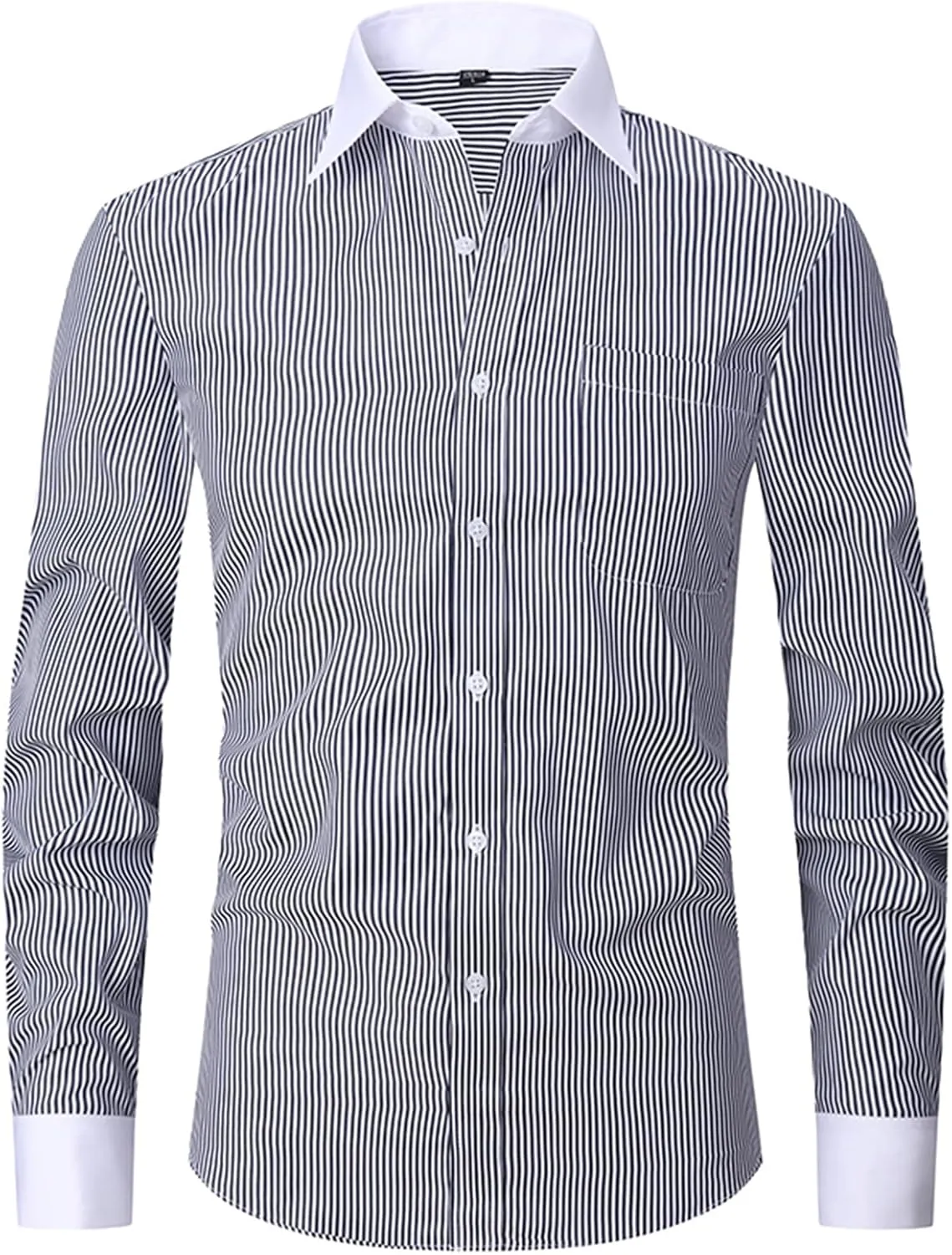 Men's French Cuff Dress Shirt Slim Fit Formal Business Button Down Shirt for Men Long Sleeve Random Cufflinks