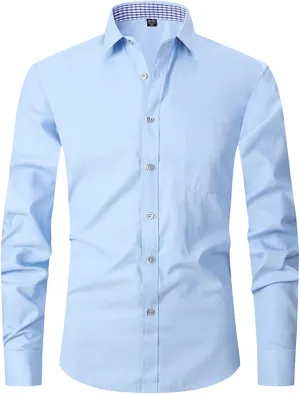 Men's French Cuff Dress Shirt Slim Fit Formal Business Button Down Shirt for Men Long Sleeve Random Cufflinks