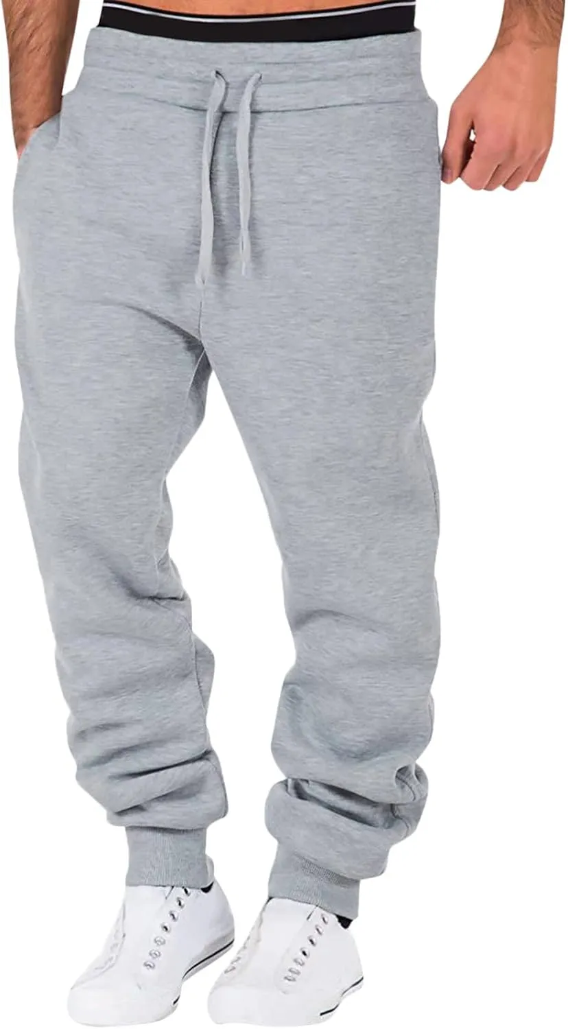 Mens Heavyweight Fleece Workout Joggers Loose Fit Gym Athletic Pants Cozy Loose Baggy Travel Pants