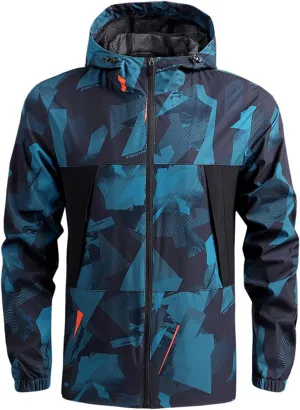 Men's Lightweight Waterproof Hooded Rain Jacket Shell Jacket for Hiking Travel Casual Outdoor Raincoat