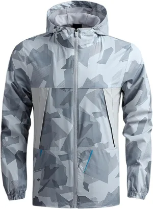 Men's Lightweight Waterproof Hooded Rain Jacket Shell Jacket for Hiking Travel Casual Outdoor Raincoat