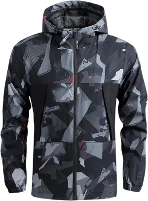 Men's Lightweight Waterproof Hooded Rain Jacket Shell Jacket for Hiking Travel Casual Outdoor Raincoat